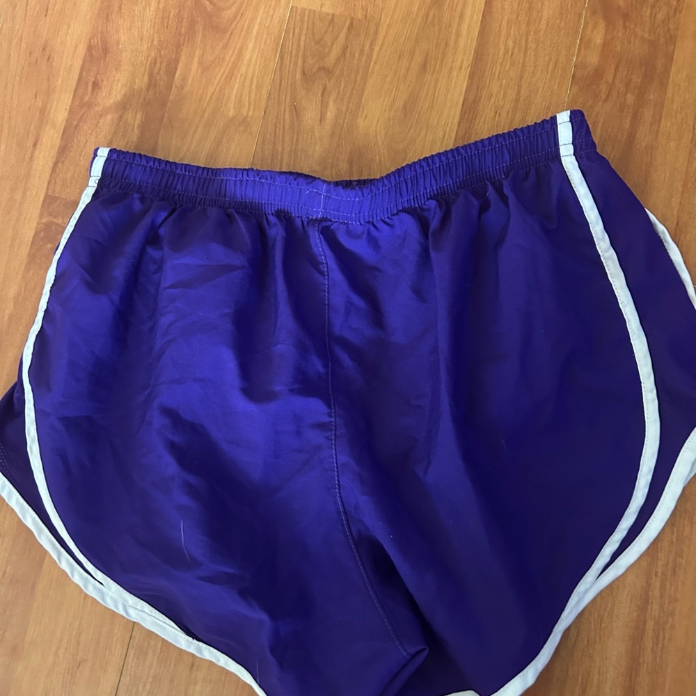 Varsity Purple Athletic Shorts with Curved Hem - Picture 2 of 2